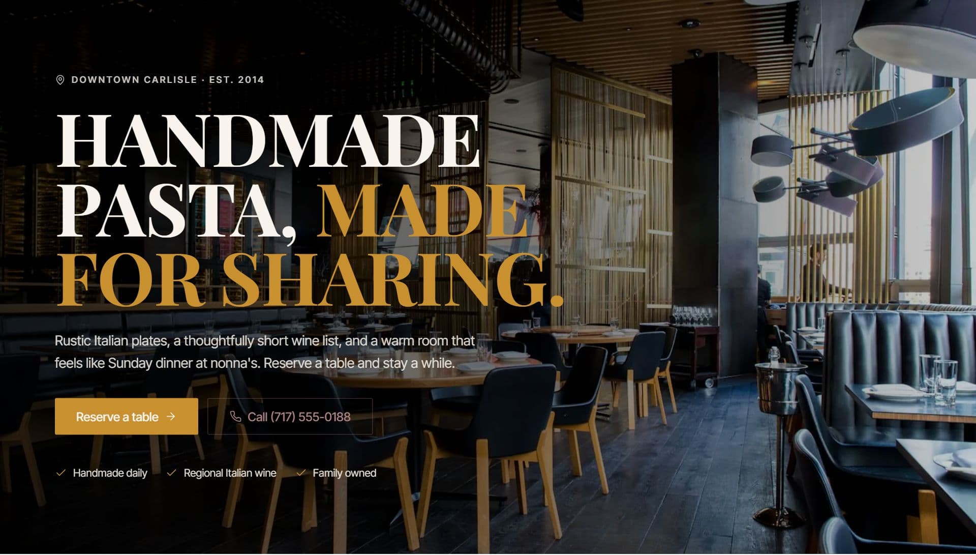 Bella Vita Trattoria website built by Tuscarora Web